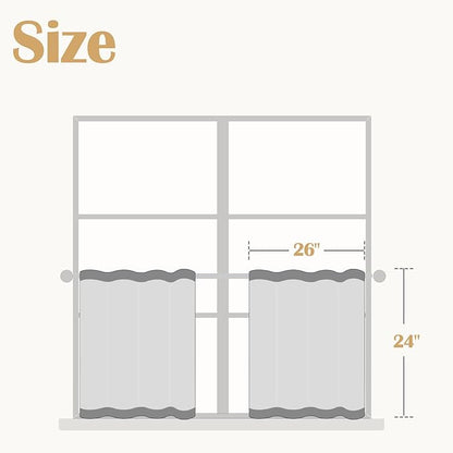 jinchan Floral Kitchen Curtains 24 Inch Linen Tier Curtains Farmhouse Cafe Half - Image 3