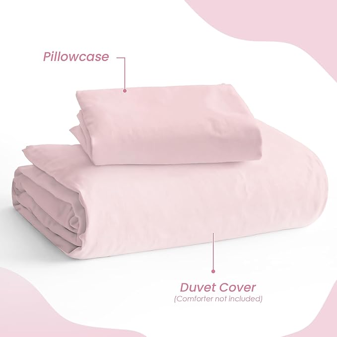 SANDJEST Pink Duvet Cover Sets Twin Size - Image 4