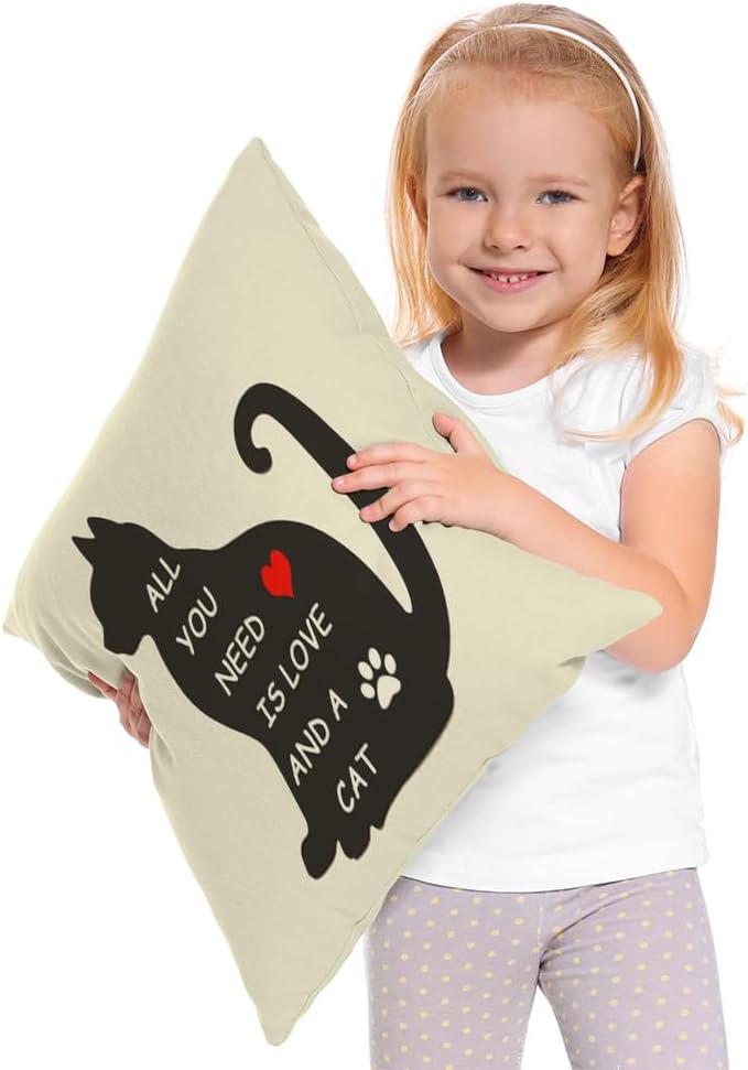 Moslion All You Need is Love and a Cat Lover Quote Pillow Covers Decorative - Image 2