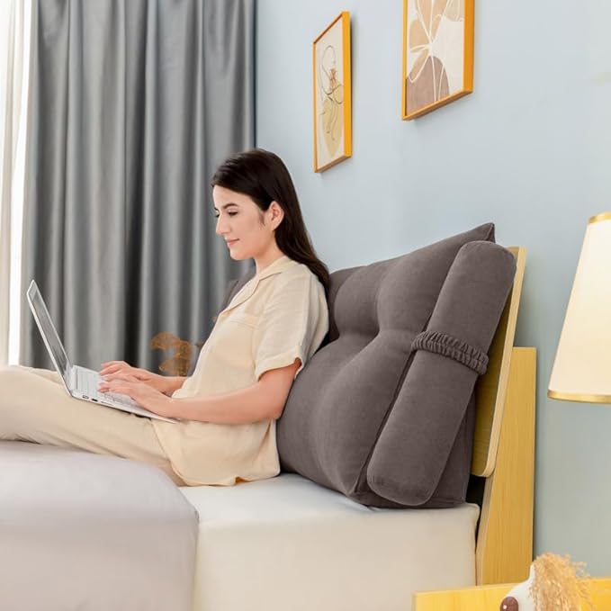 Triangular Reading Bed Rest Pillow Large Bolster Cushion Headboard Backrest - Image 2