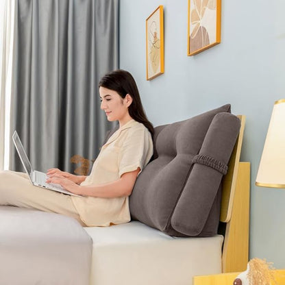 Triangular Reading Bed Rest Pillow Large Bolster Cushion Headboard Wedge Pillow - Image 2