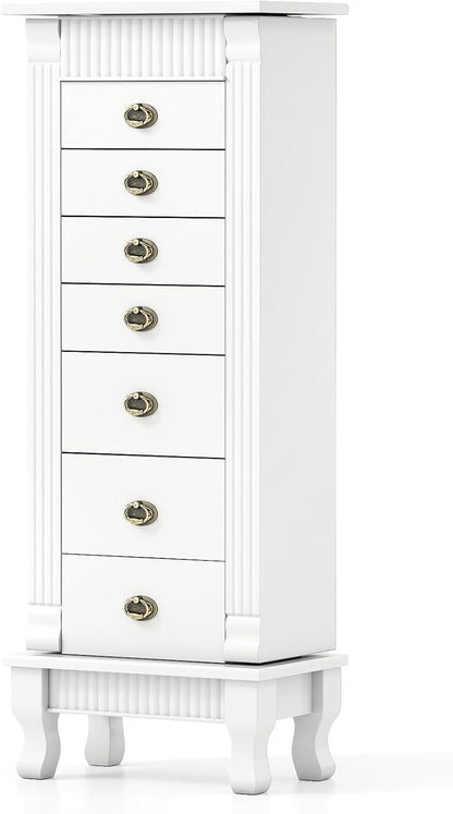 costway standing jewelry armoire, wooden jewelry storage chest, main product view