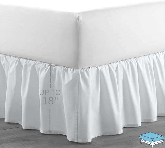Ruffle Bed Skirt with Split Corners, Microfiber Dust Ruffled - Image 2