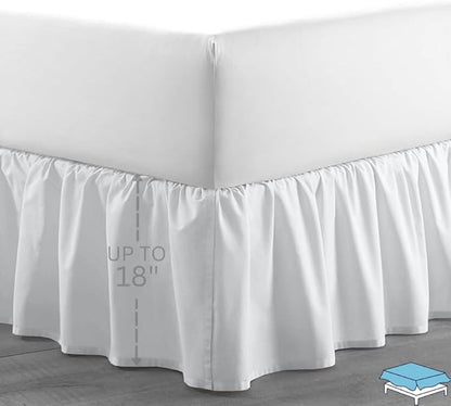 Ruffle Bed Skirt with Split Corners, Microfiber Dust Ruffled - Image 2