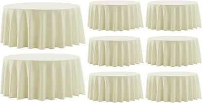 Round Tablecloth 120 Inch Tablecloth 8 Pack Ivory Table Cloths Washable by AOCOZHomeLifeMuseum