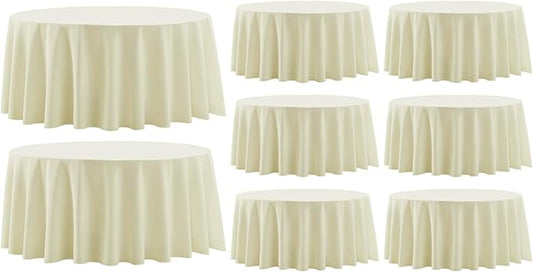 Round Tablecloth 120 Inch Tablecloth 8 Pack Ivory Table Cloths Washable by AOCOZHomeLifeMuseum