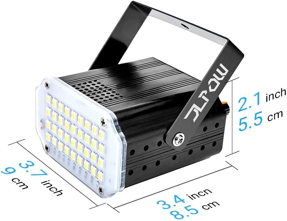 [2-Pack] JLPOW Halloween Mini White Strobe Light, Super Bright 36 LED Strobe Lights for Party Sound Activated Strobe Lights,Best for Parties Club Disco KTV Bar Xmas Show, FBA-STBE01-2P