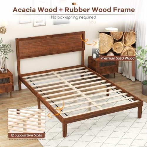 komfott full size wood bed frame with headboard, package contents