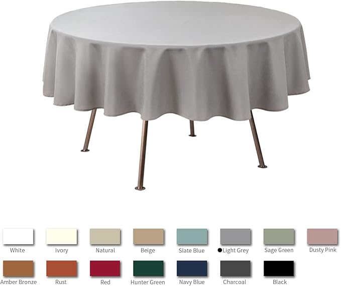 maxmill Round Linen Looking Textured Tablecloth Spill-Proof Wrinkle Free Soft - Image 3