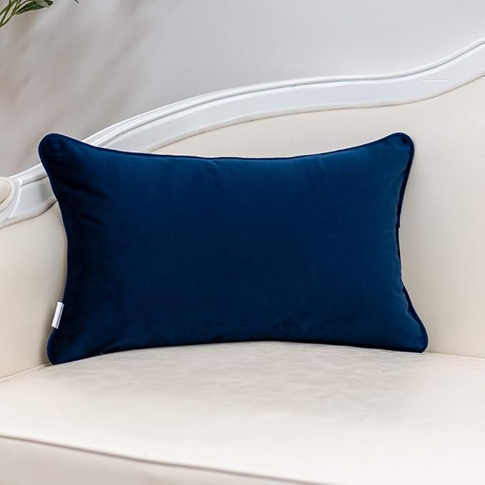 Yangest Blue Striped Throw Pillow Cover Multicolor Velvet Cushion Cover - Image 2