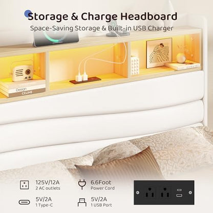 breltam queen size bed frame with 6 storage, close-up detail