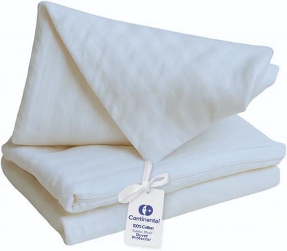 Continental Bedding Toddler Duvet Protector 100% Cotton 300TC Damask Stripe with Zipper Closure and Inner Ties, Fits Crib & Toddler Bed Comforters, 39x47 inch
