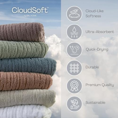 skl home cloudsoft bath towel set, 6-piece, 100%, side view