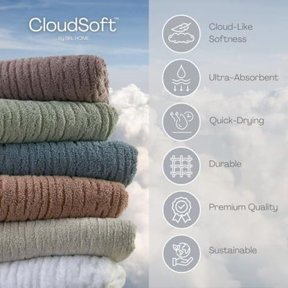 skl home cloudsoft bath towel set, 6-piece, 100%, side view