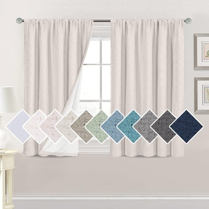 H.VERSAILTEX Linen Look 100% Blackout Curtains 45 Inches Long by HVERSAILTEX