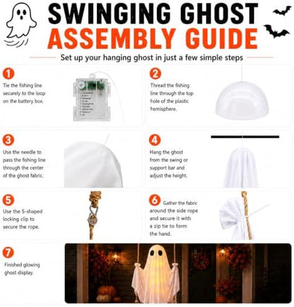 Outdoor Halloween Ghost Decorations,Halloween Swinging Ghost Outdoor Decor