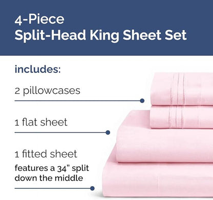 Split Head King Sheet Set – 4 Piece Flex Split Top King Sheets - Image 3