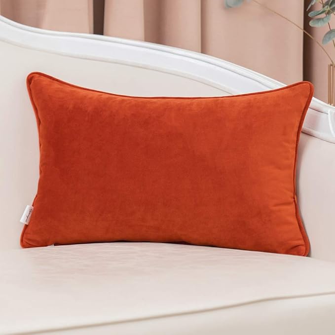 Yangest Orange Striped Throw Pillow Cover Multicolor Velvet Cushion Cover - Image 2