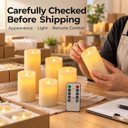 Enido Set of 24 Outdoor LED Candles, Battery Operated Flickering Waterproof Candles with 4 Remote (D2.2'' x H4''5''6'') for Halloween,Wedding,Christmas Decor(White)