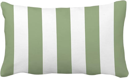 Leaveland Sage Green and White Stripe Set of 2 12x20 Inch Cotton Polyester - Image 3