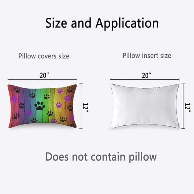 TKS MITLAN Colorful Wood Background Pillow Covers 12 x 20 Inch Cat Paw Print on - Image 4