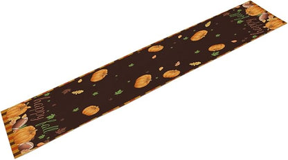 Happy Fall Pumpkin 13x36 inch Rustic Floral Linen Table Runner - Image 3