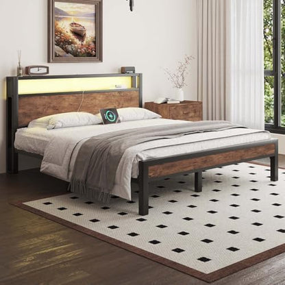 queen size bed frame with storage headboard and, close-up detail