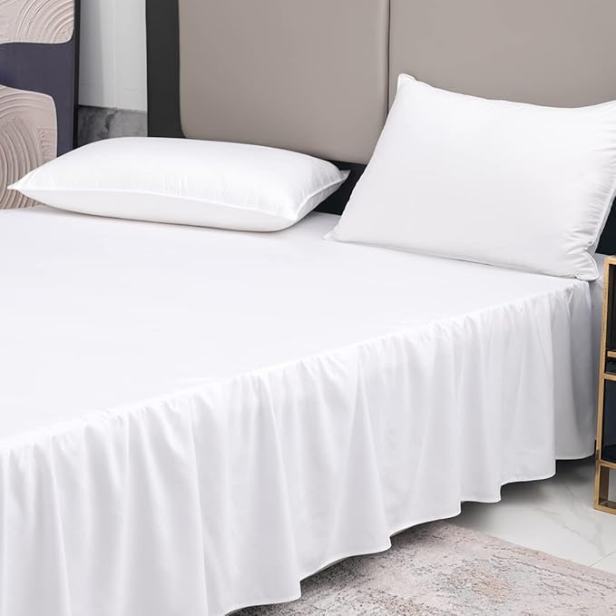 White Bed Skirt Twin Size Ruffled Bed Skirt - Image 3