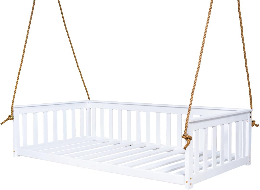 east green charleston twin white porch swing bed, main product view