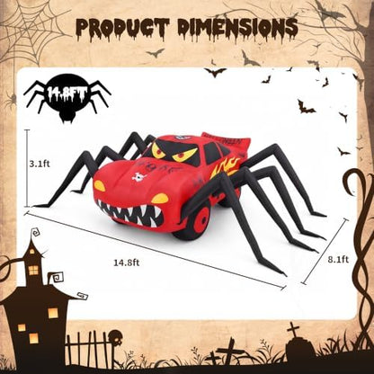 Super Giant Red 14.8FT Halloween Inflatables Spider Car Outdoor Decorations