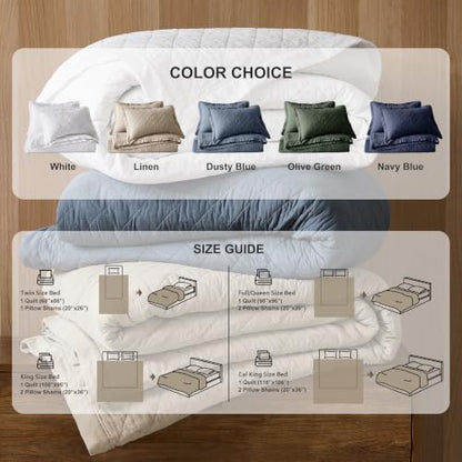 wdcozy 100% cotton quilt set, pre-washed, twin, olive on a desk or shelf