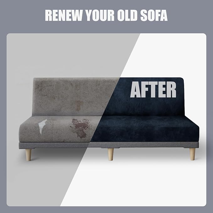 molasofa Leather Like Stretch Futon Slipcover Armless Futon Bed Sofa Cover - Image 6