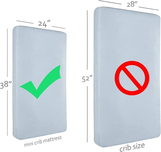 Waterproof Mini Crib Mattress Pad Sheets Fitted, Cotton Fabric Mini Crib - Image 2
