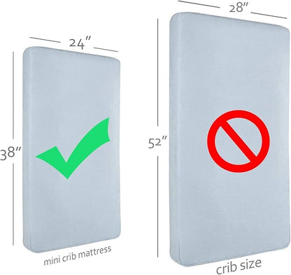 Waterproof Mini Crib Mattress Pad Sheets Fitted, Cotton Fabric Mini Crib - Image 2