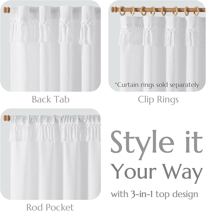 jinchan Linen Curtains for Living Room Bedroom Light Filtering Semi Sheer - Image 4