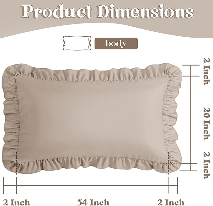 KKJIAF Ruffle Body Pillow Cases Set of 1, Ruffled Pillow Covers - Image 3