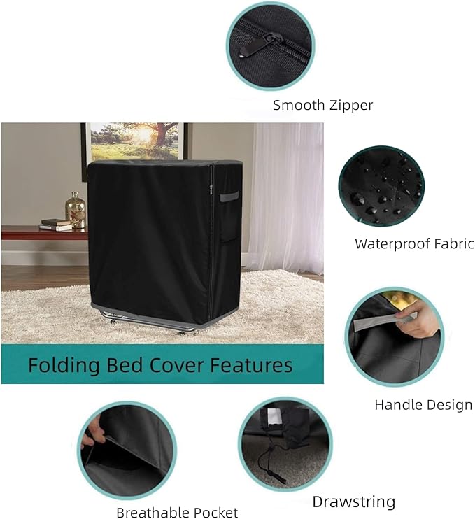 Rollaway Bed Cover, Waterproof and Dustproof Folding Bed Storage Cover - Image 3