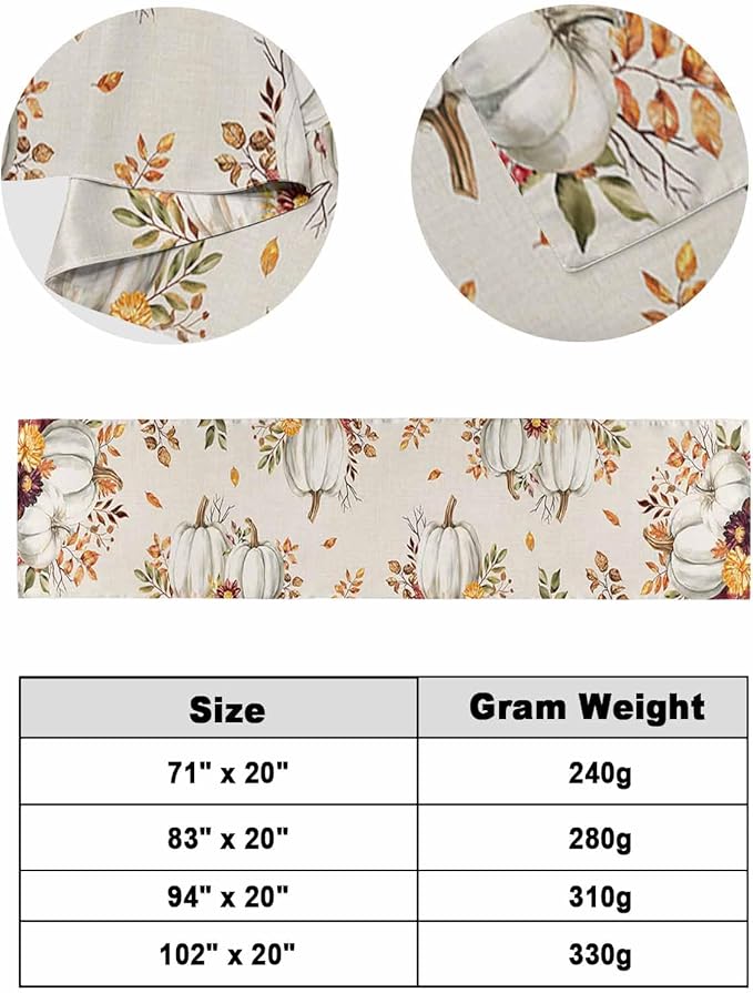 Thanksgiving Pumpkin Fall Maple Leaf Watercolor Bed Runners - Image 6