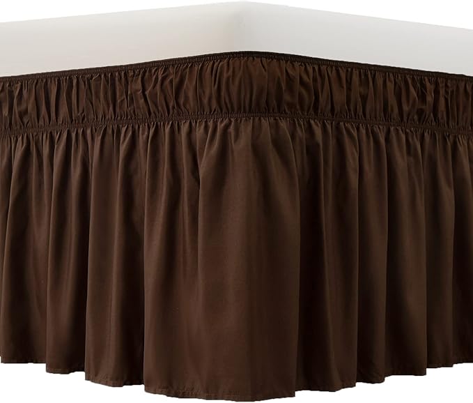 MEILA Wrap Around Bed Skirt Three Fabric Sides Elastic Dust Ruffled 24 Inch by MEILA