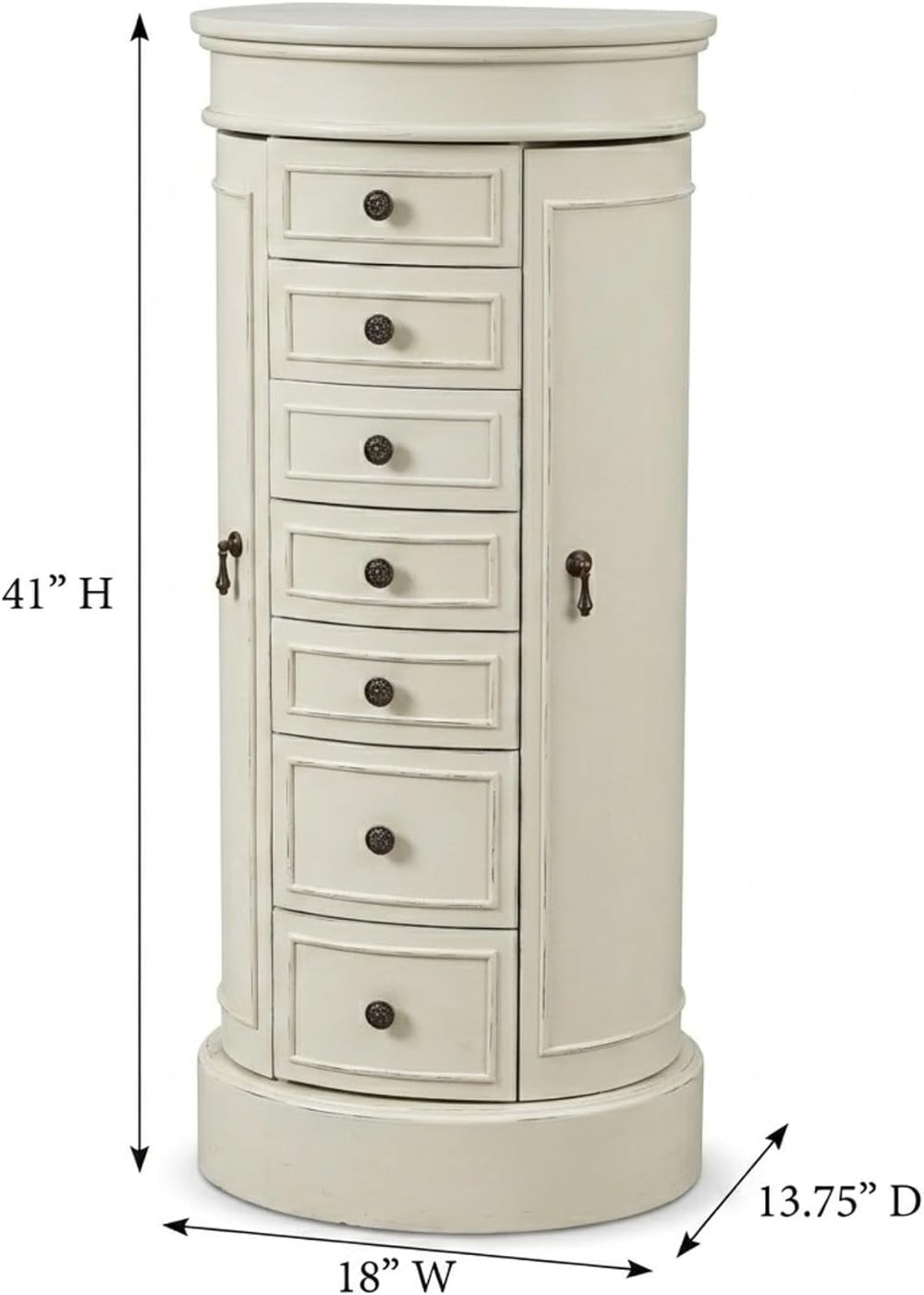 Hives and Honey Bailey Oval Standing Jewelry Armoire Cabinet, Jewelry Storage...
