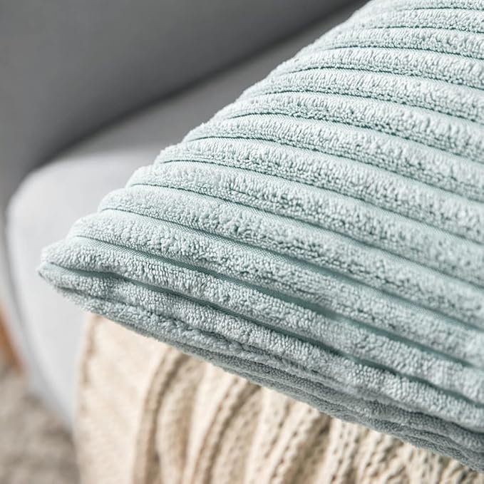 MIULEE Pack of 2 Corduroy Pillow Covers Soft Soild Striped Throw Pillow Covers - Image 4