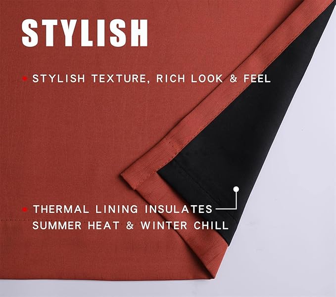 G2000 100% Blackout Curtains for Bedroom Living Room 95 Inches Long Rust - Image 4
