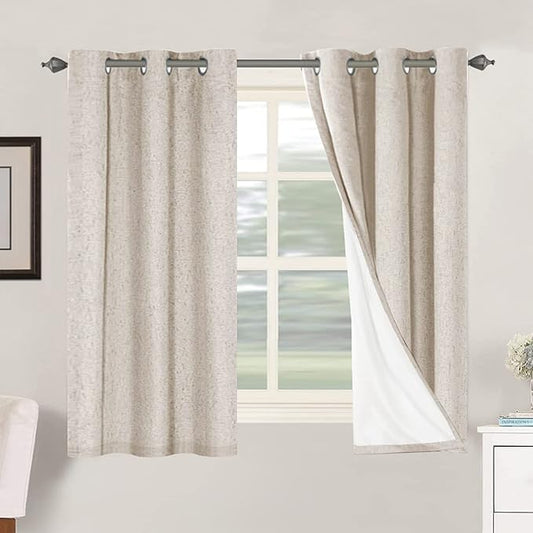 H.VERSAILTEX Primitive Linen Curtains 100% Blackout Curtain Drapes Burlap by HVERSAILTEX
