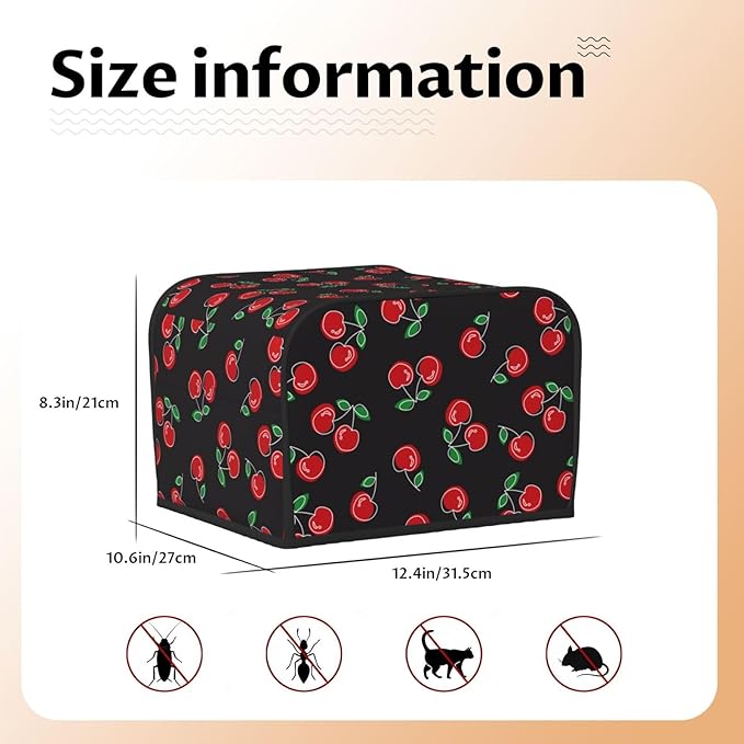 Red Black Cherry 4 Slice Toaster Cover, Waterproof Toaster Dust Cover Bread - Image 6