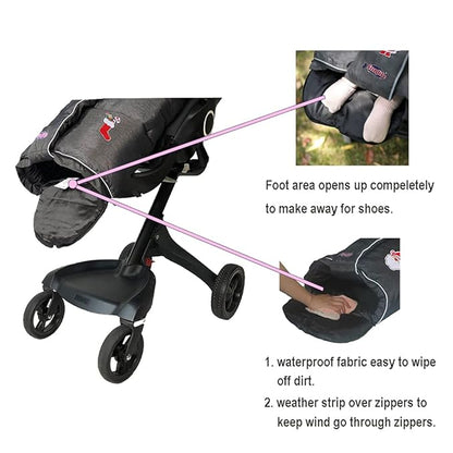Waterproof Anti-freeze Winter Universal Stroller Footmuff, Ultra Soft Width - Image 3