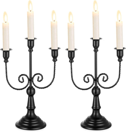 Sziqiqi Black Candelabra Candle Holder for Halloween, 3 Arms Candelabra