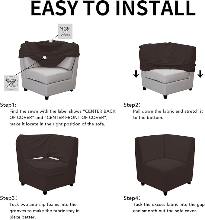 Easy-Going Stretch Sectional Corner Sofa Slipcover 1-Piece Couch Sofa Cover - Image 5