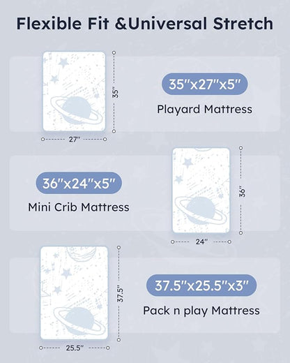 Pack and Play Sheets Fitted 3 Pack, Mini Crib Sheets - Image 3