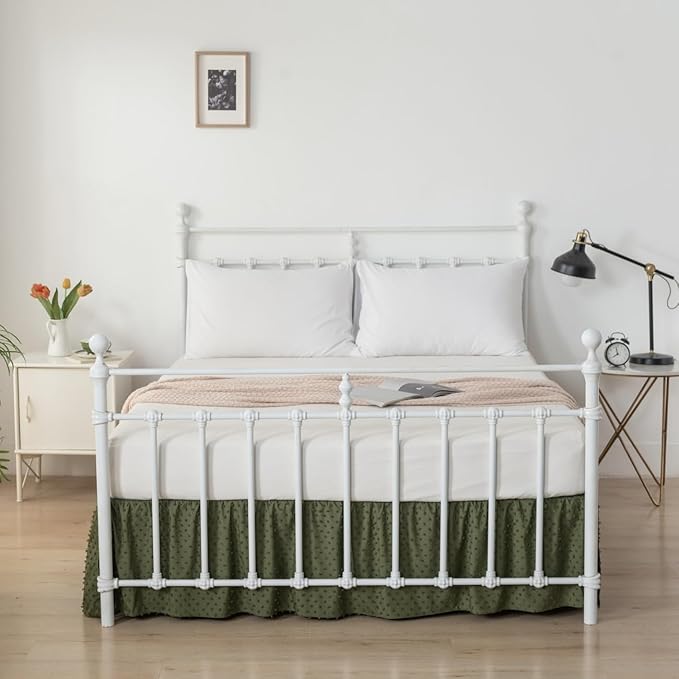 Tufted Dot Bed Skirt King Size Ruffled Bed Skirt - Image 6
