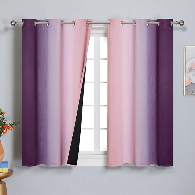 Estelar Textiler Pink and Purple Blackout Curtains 54 Inch Length, Light by ESTELARTEXTILER